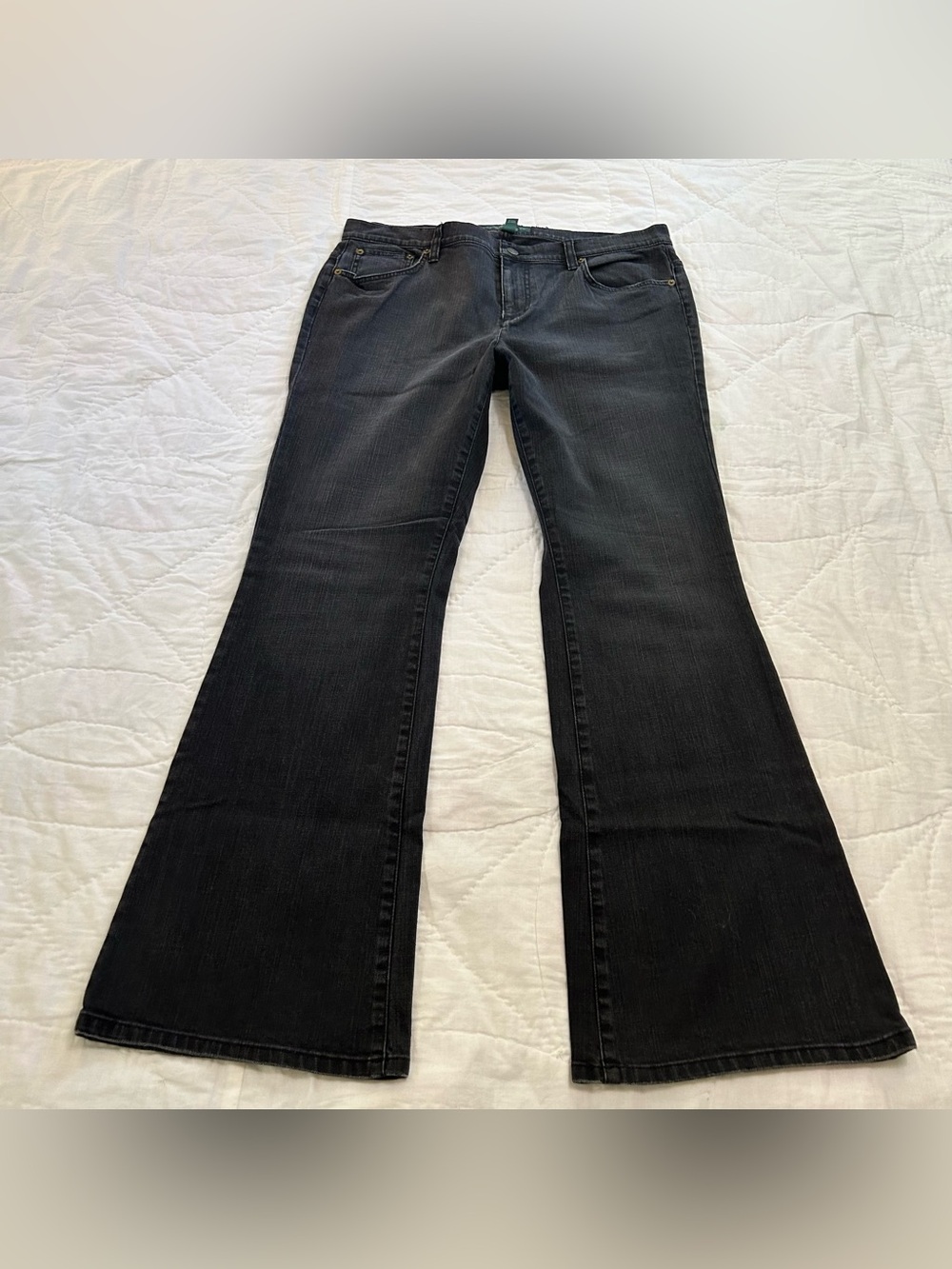 Lauren Ralph Lauren flare jeans mid rise faded black size 14 Y2K